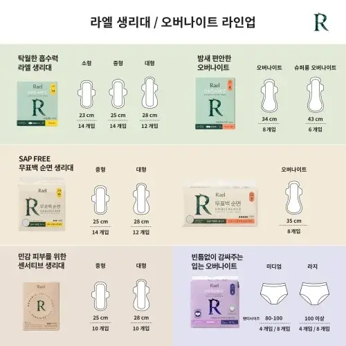라엘 유기농 순면커버 생리대 중형 12팩