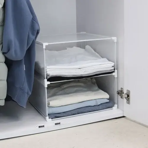 옷정리함 옷장수납함 옷정리트레이 붙박이장칸막이 노하우 바지 수납보관박스 중형가로1세로6칸