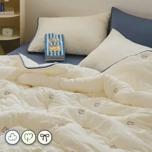 [네이버단독 신상특가] 바자르 시즈닝 소프트워싱 자수 먼지없는 사계절 차렵이불 패드세트 SS