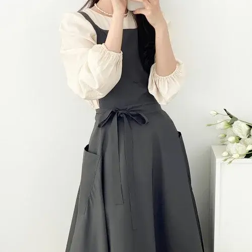 한스데이 썸머브리즈 플레어 방수 원피스 플로리스트 공방 카페 자수 앞치마
