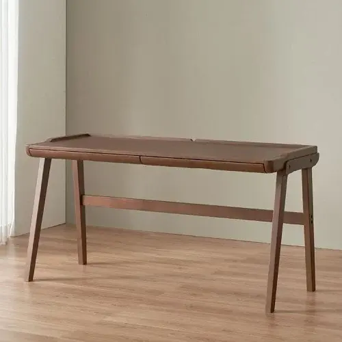 오크빌 웨이브 원목책상 수납 컴퓨터책상 1500mm, 월넛