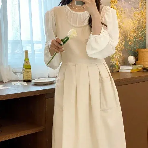 한스데이 장금이 원피스 앞치마 카페 꽃집 플로리스트 자수 에이프런