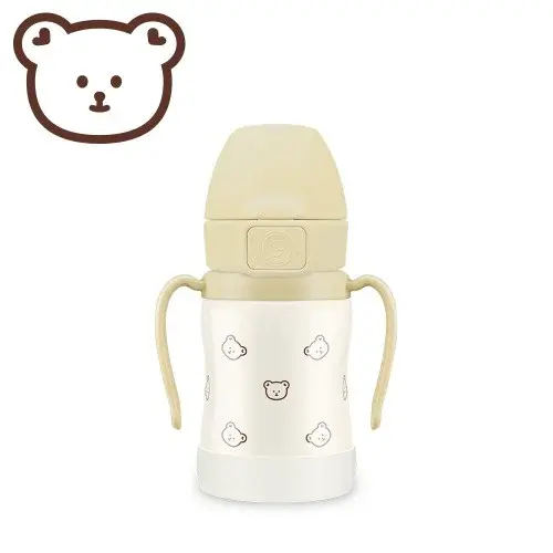 그로미미 스텐빨대컵 어린이집 아기물병 보온 보냉병 돗꼼 200ml