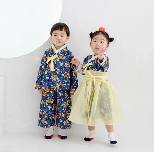 전통무늬 생활한복 호작도블루