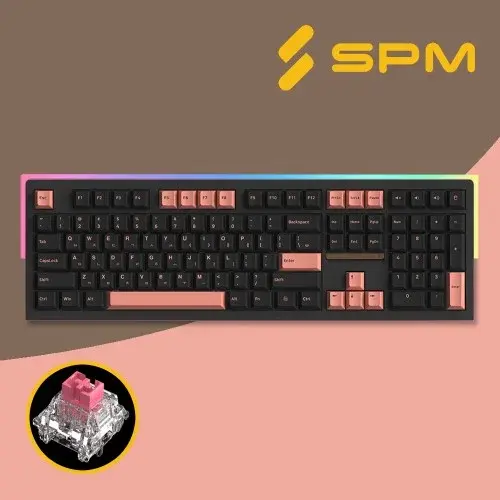 SPM 몽돌 키보드 PL108W 풀배열 블랙, 저소음 새벽축 리니어, 42g