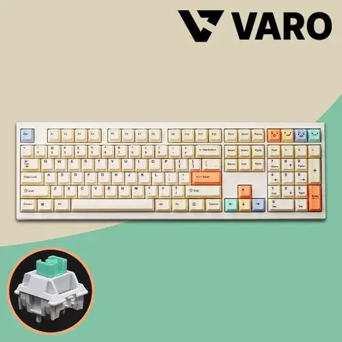 VARO V108 귀여운 무선키보드 파스텔, 저소음 민트축, 46g