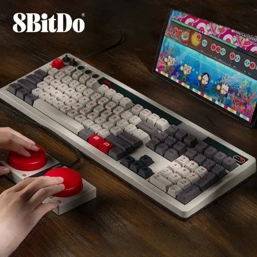 [국내정발] 8Bitdo 레트로 키보드 타자기 무선 기계식 풀배열 N, 영문 백축V2
