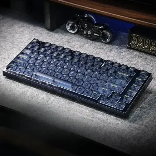 Xinmeng X75 얼음 키보드 투명 기계식 키보드 75% 배열 82키 유선 블랙 염백축