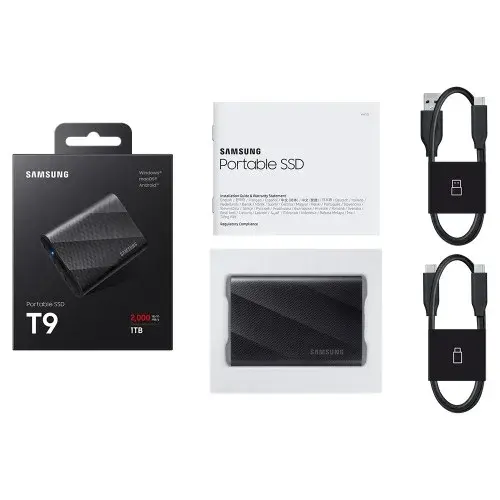 삼성전자 삼성 포터블 외장 SSD T9 (정품) + 파우치 1TB, 블랙